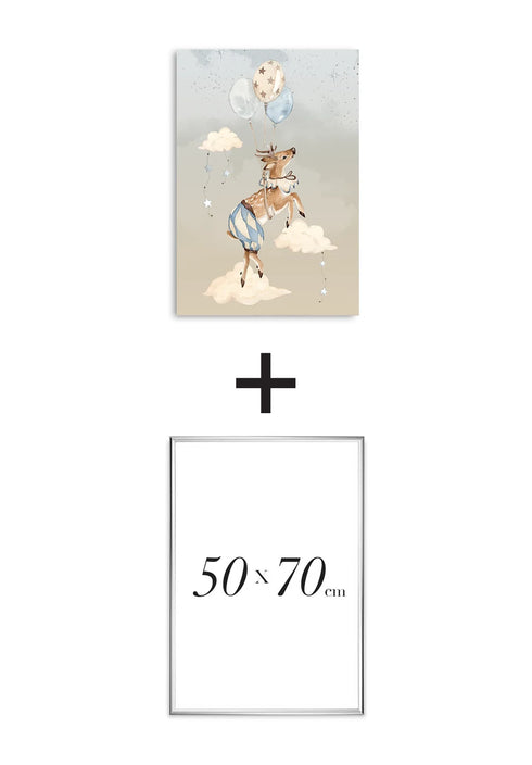 Plakat Latający Jelonek Srebrny + Srebrna Ramka 50x70cm