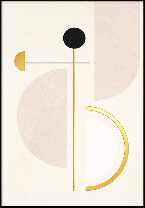 Kremowe Geometryczne Kształty Lewy Złoty Plakat 50x70cm