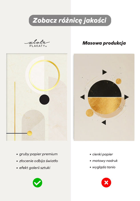 Kremowe Geometryczne Kształty Prawy Złoty Plakat 50x70cm