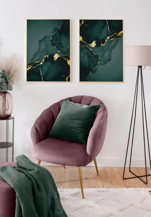 Zielony Marmur Złoty Zestaw 2 Plakatów 50x70cm