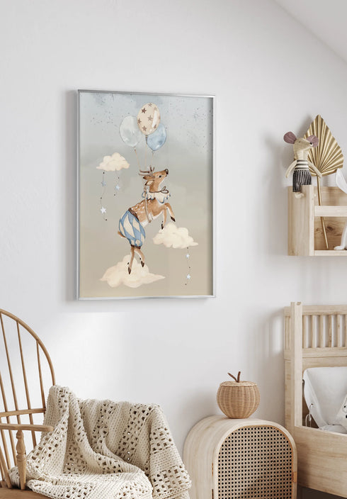 Plakat Latający Jelonek Srebrny + Srebrna Ramka 50x70cm