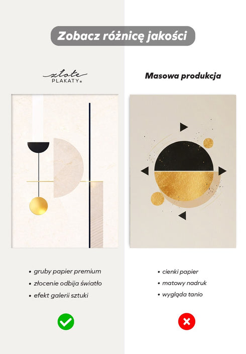 Kremowe Geometryczne Kształty Środkowy Złoty Plakat 50x70cm