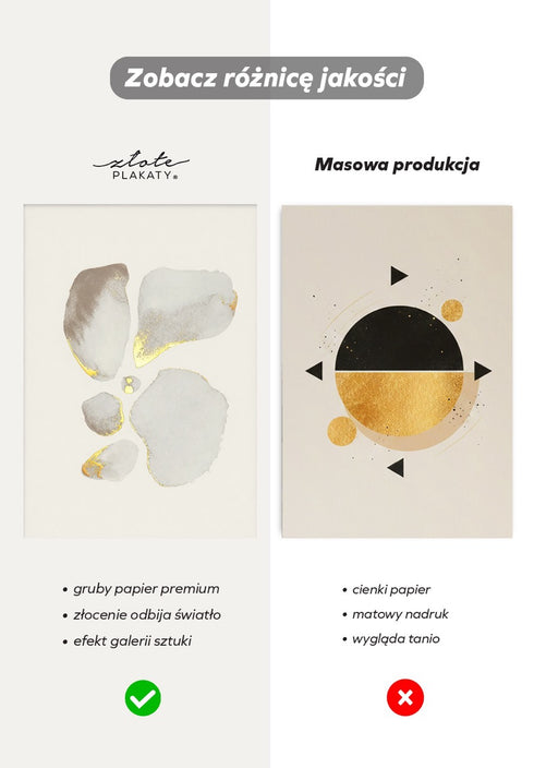 Kremowe Kamienie Prawy Złoty Plakat 50x70cm