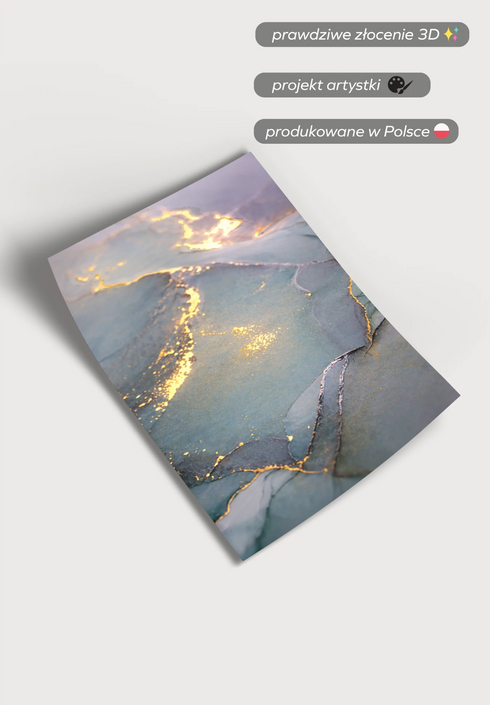 Akwarela Fiolet Złoty Plakat 50x70cm