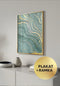 Plakat Miętowy Marmur Prawy Wzór Złoty + Złota Ramka 50x70cm