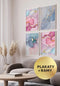 Zestaw 4 Plakatów Akwarela Różowe Pastele + 4 Ramki Białe 50x70cm