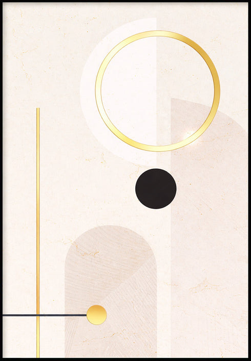 Kremowe Geometryczne Kształty Prawy Złoty Plakat 50x70cm