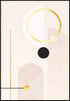 Kremowe Geometryczne Kształty Prawy Złoty Plakat 50x70cm