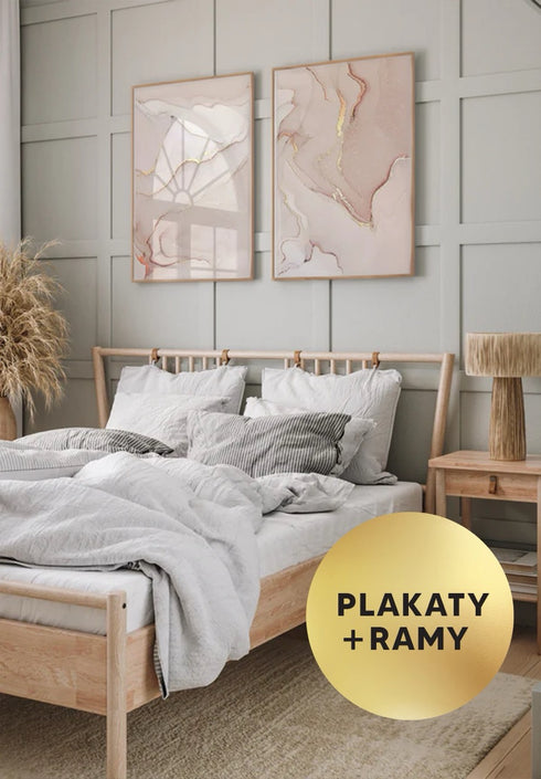 Zestaw 2 Plakatów Koralowa Akwarela Rose Gold + 2 Ramki Dębowe 50x70cm