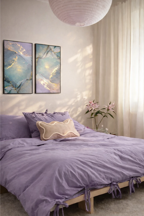 Akwarela Fiolet Złoty Plakat 50x70cm