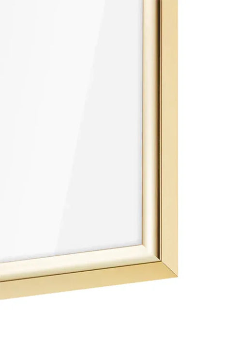 Plakat Miętowy Liść Miłorzębu Prawy Wzór Złoty + Złota Ramka 50x70cm