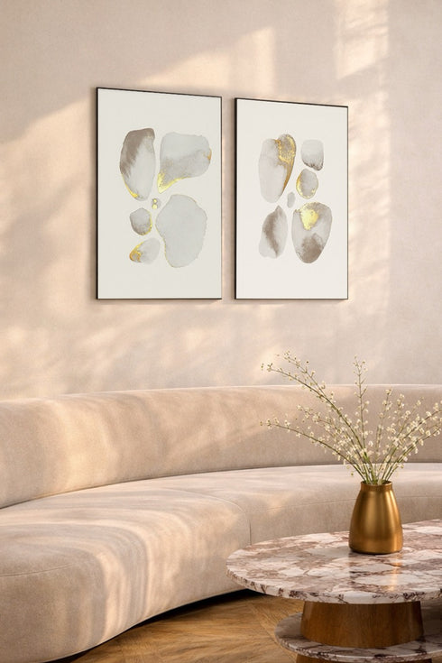 Kremowe Kamienie Prawy Złoty Plakat 50x70cm