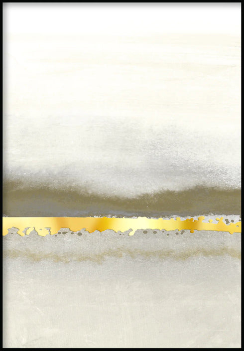 Kremowa Abstrakcyjna Linia Prawy Złoty Plakat 50x70cm