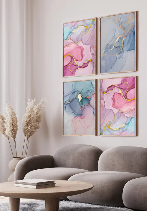 Akwarela Różowy Marmur Rose Gold Plakat 50x70cm