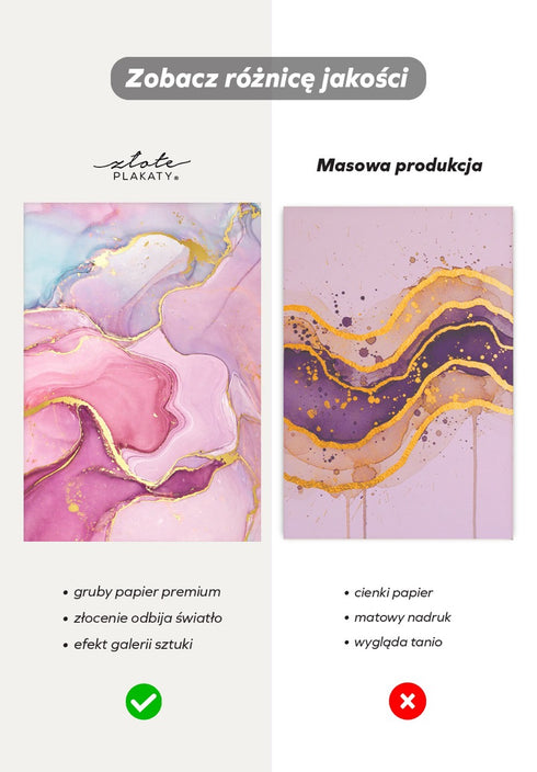 Akwarela Różowe Pastele Złoty Plakat 50x70cm