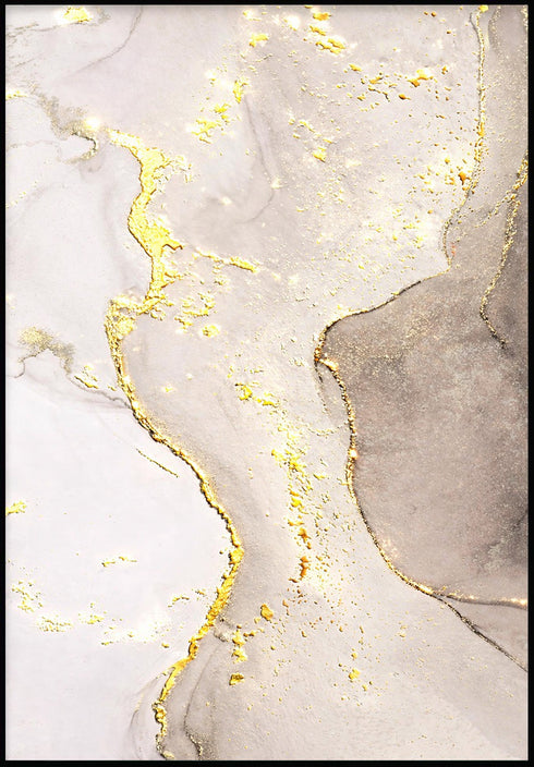 Beżowa Akwarela Złoty Plakat 50x70cm