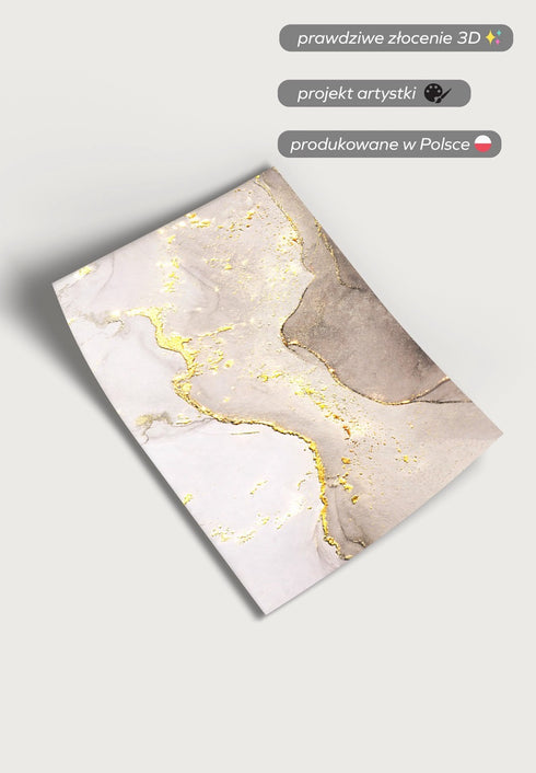 Beżowa Akwarela Złoty Plakat 50x70cm