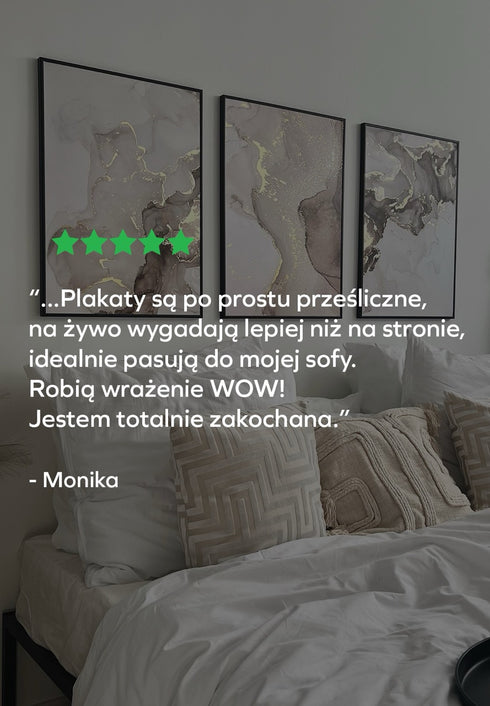 Beżowa Akwarela Złoty Plakat 50x70cm