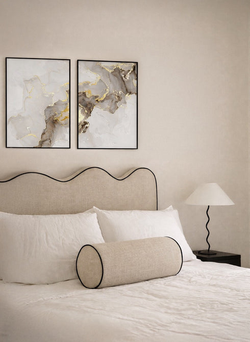 Beżowa Farba Lewy Wzór Złoty Plakat 50x70cm