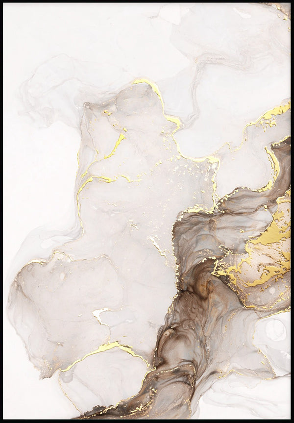 Beżowa Farba Lewy Wzór Złoty Plakat 50x70cm