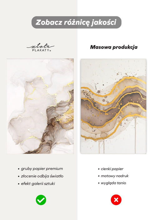 Beżowa Farba Lewy Wzór Złoty Plakat 50x70cm