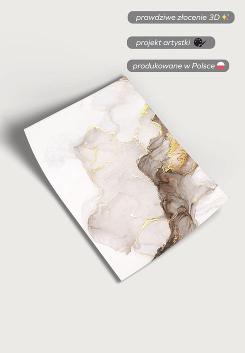 Beżowa Farba Lewy Wzór Złoty Plakat 50x70cm
