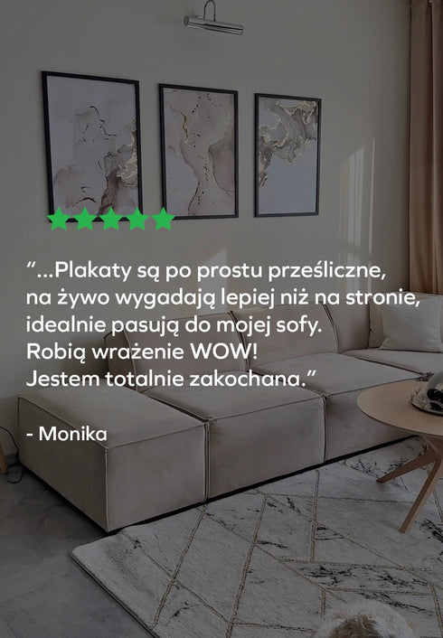 Beżowa Farba Lewy Wzór Złoty Plakat 50x70cm