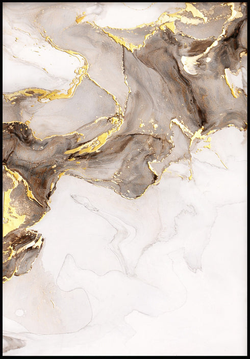 Beżowa Farba Prawy Wzór Złoty Plakat 50x70cm