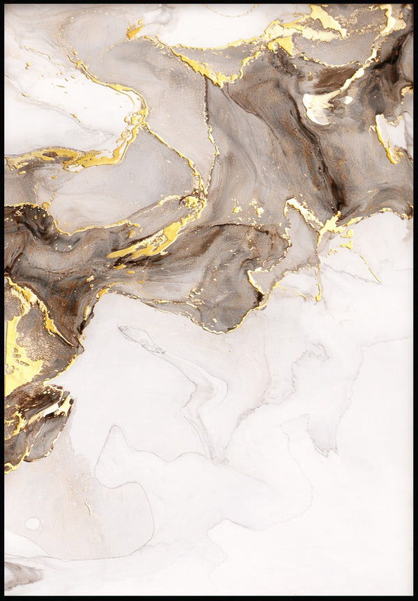 Beżowa Farba Prawy Wzór Złoty Plakat 50x70cm