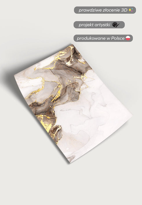 Beżowa Farba Prawy Wzór Złoty Plakat 50x70cm