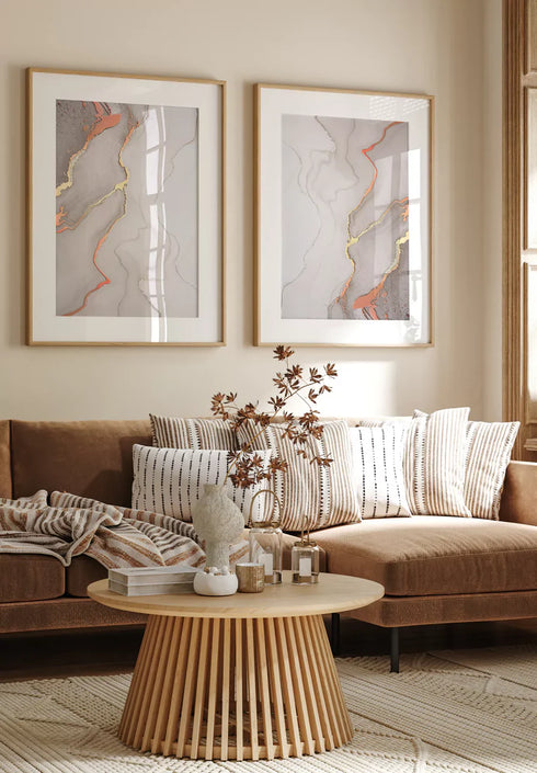 Beżowe Paski Rose Gold Plakat 50x70cm