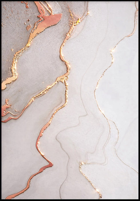 Beżowe Paski Rose Gold Plakat 50x70cm