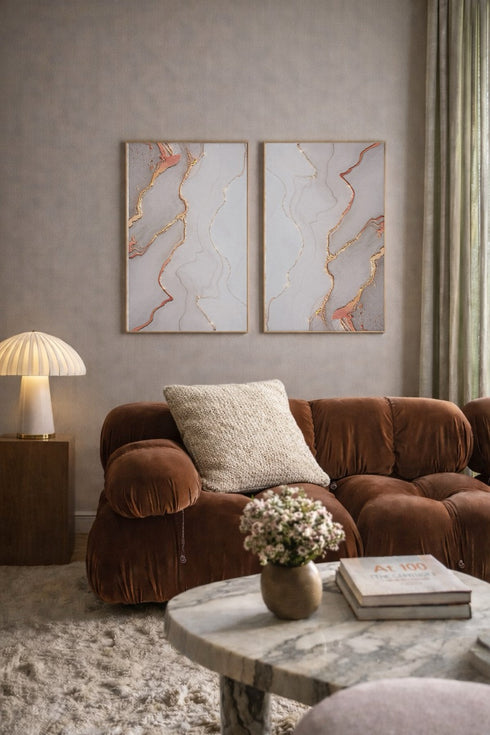 Beżowe Paski Rose Gold Plakat 50x70cm