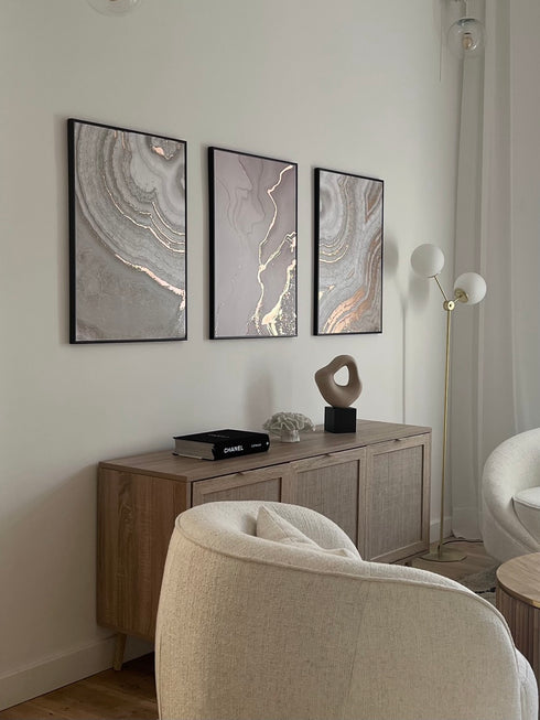 Beżowe Paski Rose Gold Plakat 50x70cm