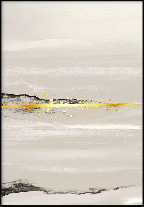 Beżowy Pejzaż Lewy Złoty Plakat 50x70cm