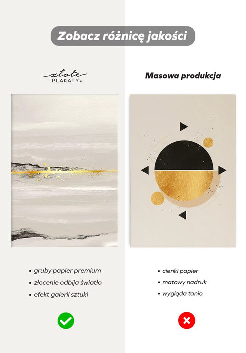 Beżowy Pejzaż Lewy Złoty Plakat 50x70cm