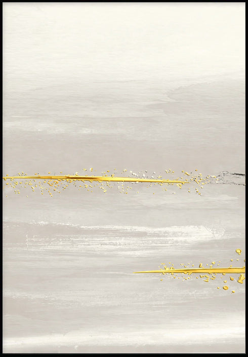 Beżowy Pejzaż Środkowy Złoty Plakat 50x70cm