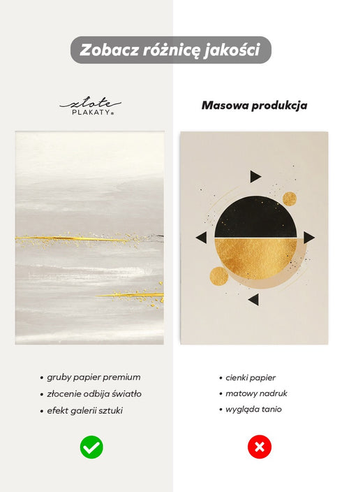 Beżowy Pejzaż Środkowy Złoty Plakat 50x70cm