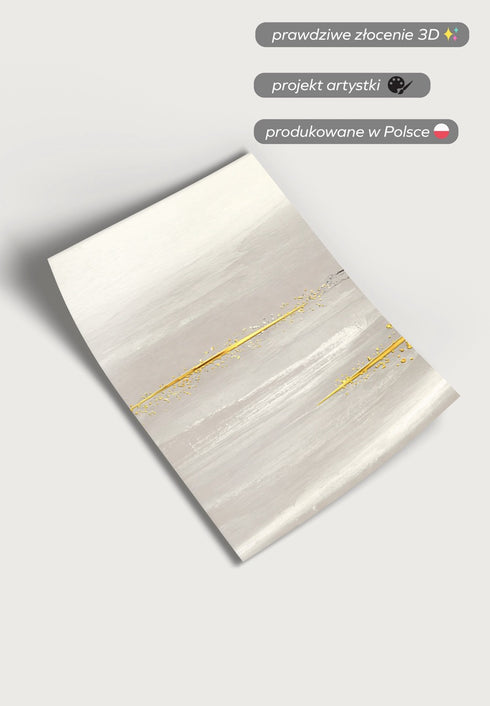 Beżowy Pejzaż Środkowy Złoty Plakat 50x70cm