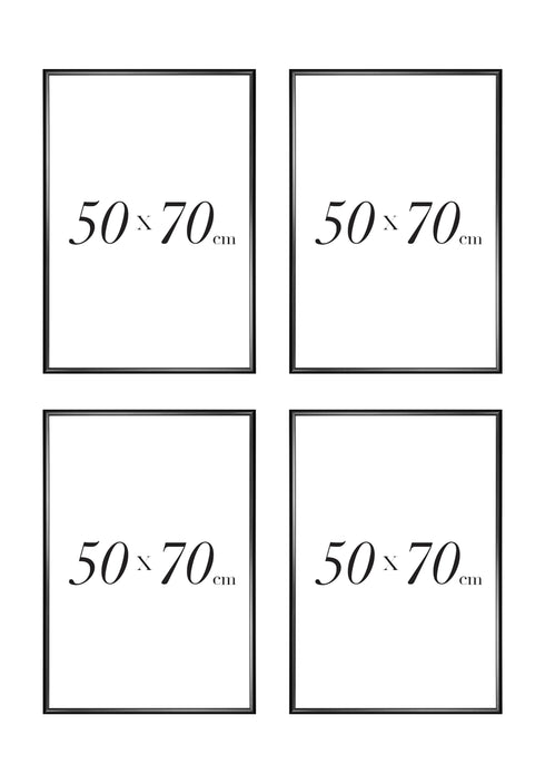 Zestaw 4 Czarnych Ramek 50x70cm