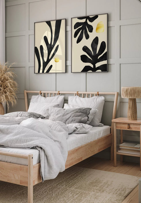 Czarne Liście Złoty Zestaw 2 Plakatów 50x70cm