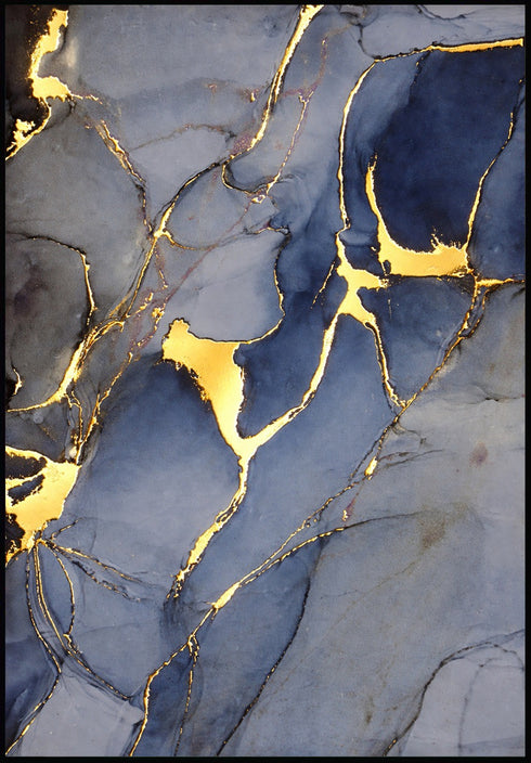 Błękitna Woda Złoty Plakat 50x70cm