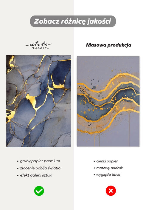 Błękitna Woda Złoty Plakat 50x70cm