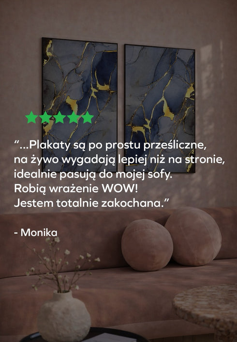Błękitna Woda Złoty Plakat 50x70cm