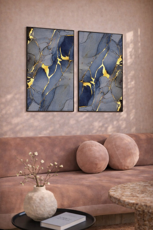 Błękitna Woda Złoty Plakat 50x70cm