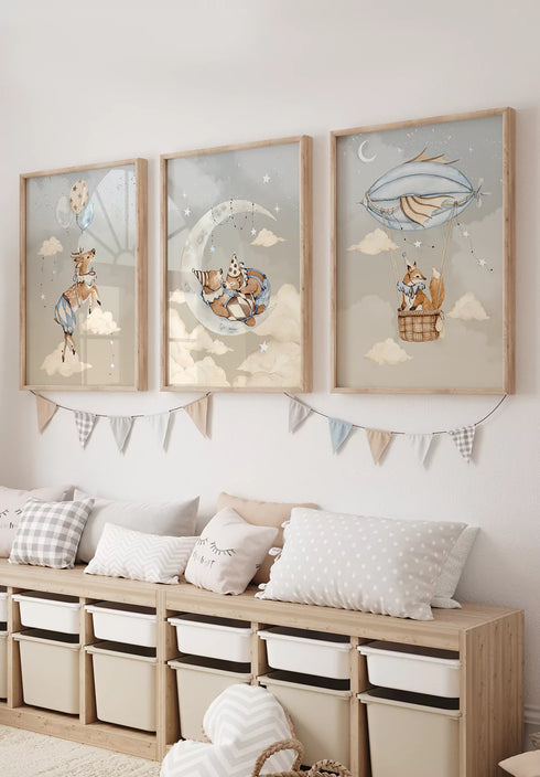 Latający Jelonek Srebrny Zestaw 3 Plakatów 50x70cm