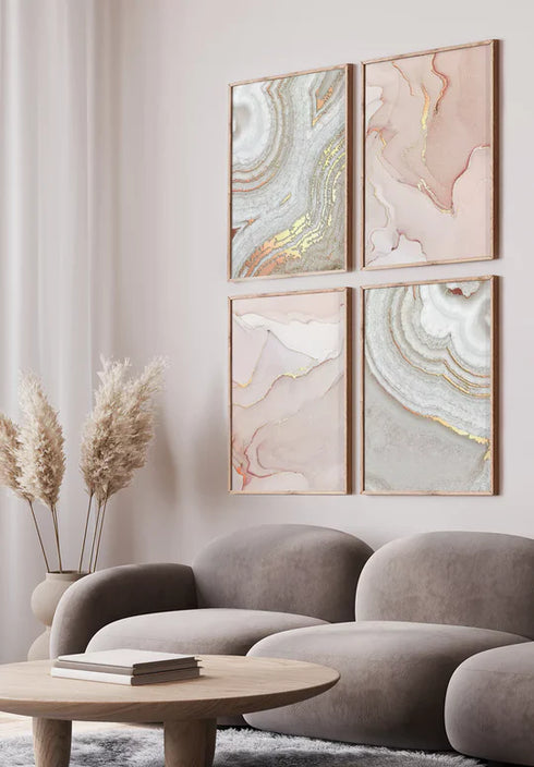 Brązowy Agat Lewy Wzór Rose Gold Plakat 50x70cm