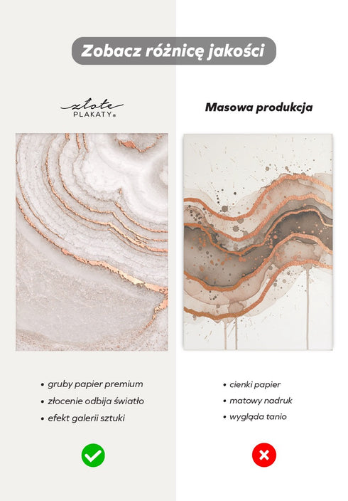 Brązowy Agat Lewy Wzór Rose Gold Plakat 50x70cm