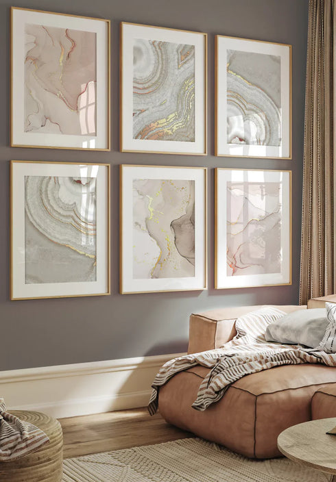 Brązowy Agat Prawy Wzór Rose Gold Plakat 50x70cm