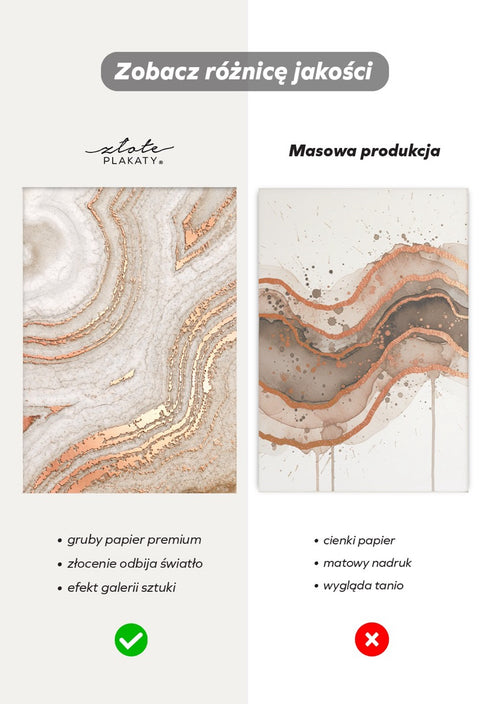 Brązowy Agat Prawy Wzór Rose Gold Plakat 50x70cm
